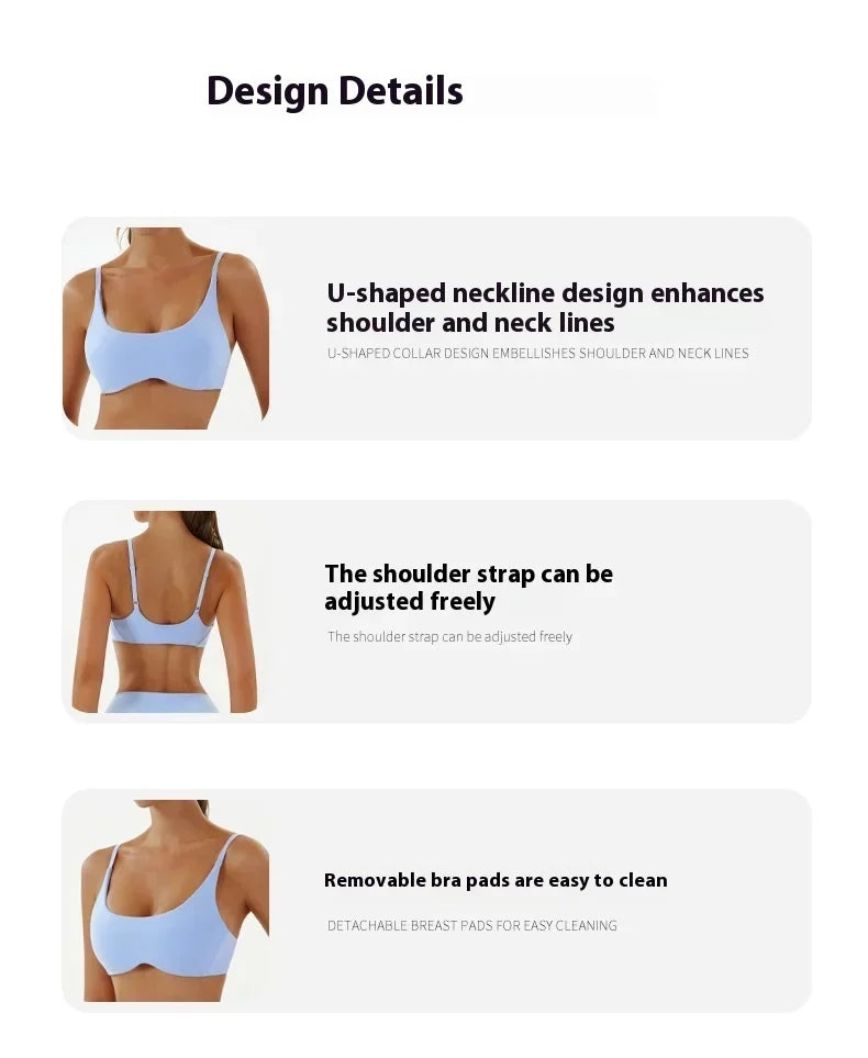 Solid Color Underwear Women Fitness Bra Yoga Vest Gym Sport Top Hollow Yoga Bras Back Push with Chest Pad Two Shoulder Straps