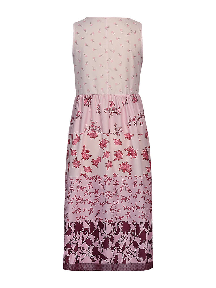 Plus Size Flowy Hawaiian Neck Sundress – Summer Beach Party Maxi Dress with Tassel Print