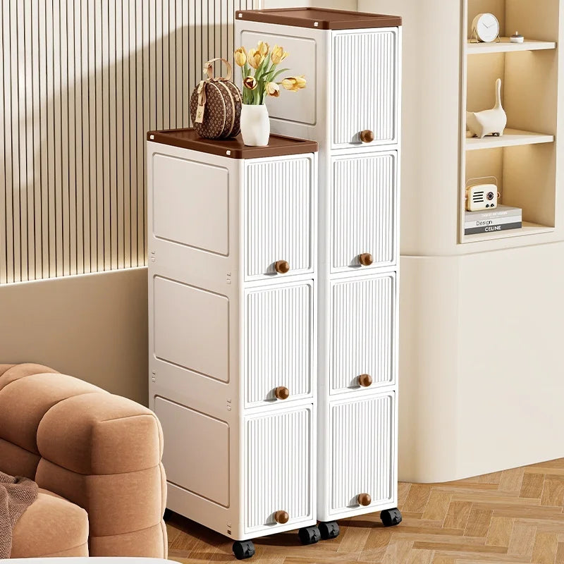 20cm Slim Rolling Storage Cabinet 2–6 Tier Space-Saving Organizer Heavy Duty Rack for Kitchen Bathroom Living Room