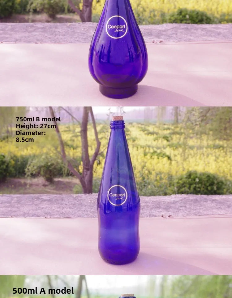 Blue Sun Water Bottle Large Capacity Cleaning Tool Zero Limit Energy Bottle Crystal Glass round Shape Insulated Beverage Cup