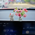 Car Dashboard Vase – Cute Mini Resin Flower Pot with Healing Doll Ornament
