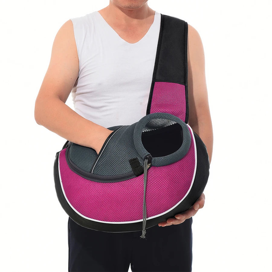 Oxford Mesh Pet Carrier Crossbody Bag Breathable Dog & Cat Travel Shoulder Bag for Small Dogs & Puppies Portable Pet Sling