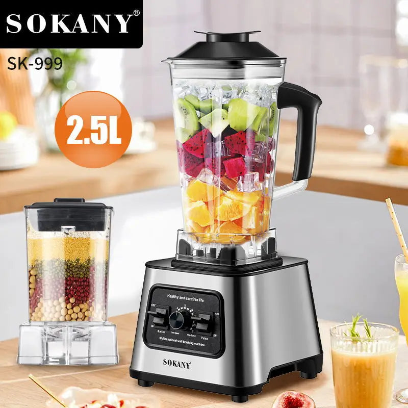 6000W High Power Commercial Blender Heavy Duty Smoothie Ice Crusher Food Processor BPA Free Kitchen Blender
