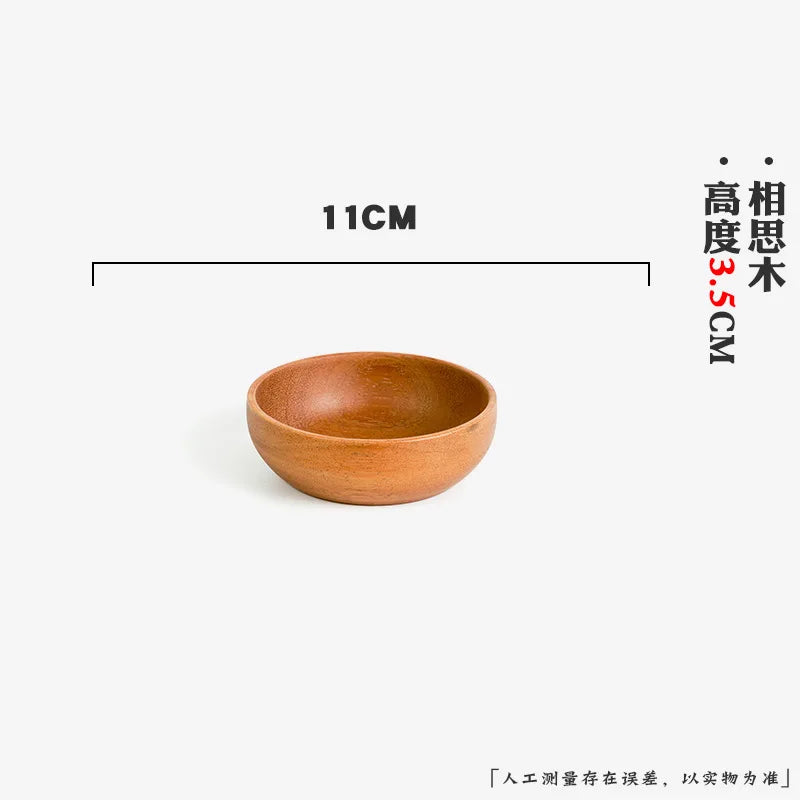 Extra Large Solid Wood Bowl & Tray Set Round Wooden Salad Bowl Ramen Mixing Bowl Natural Wood Tableware