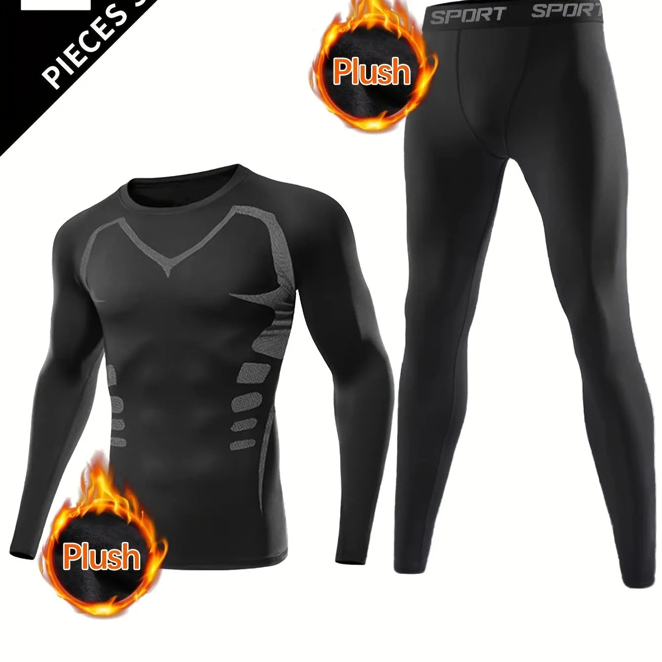 New men training sets, 2 sets elastic warm clothes, the gym running daily wearing, flexible and comfortable