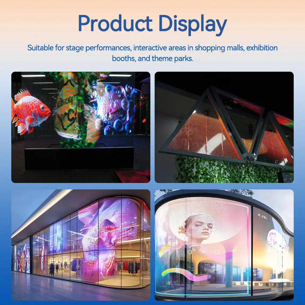 Film Transparent LED Screen Display P10/P8/P6/P4 Flexible Adhesive Crystal Film Glass for Shopping Mall Advertising