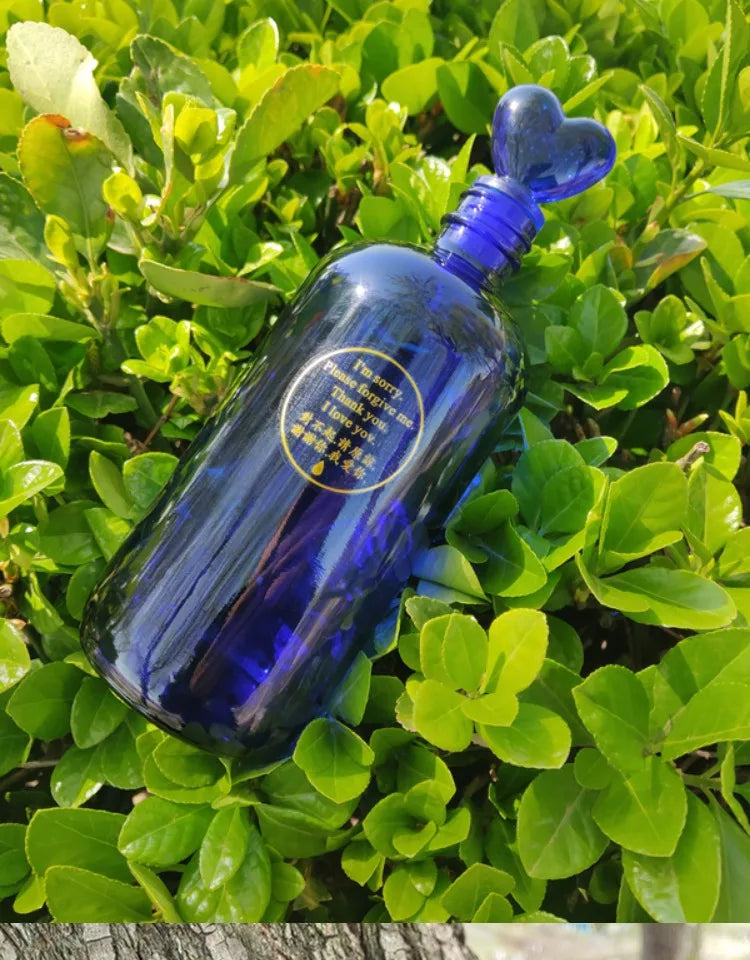 Blue Glass Water Bottle Cleaning Tool Ceeport Zero Limit Awakening Mind Pure Blue Glass Bottle Retro European Style Sealed Jar