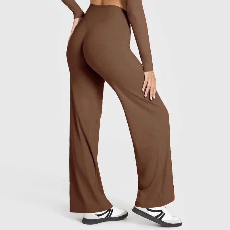 VEQKING Quick Dry Women Yoga Pants Straight-leg Sports Pants Soft Active Trousers Elastic Waist Gym Pilates Pants Winter Outfits