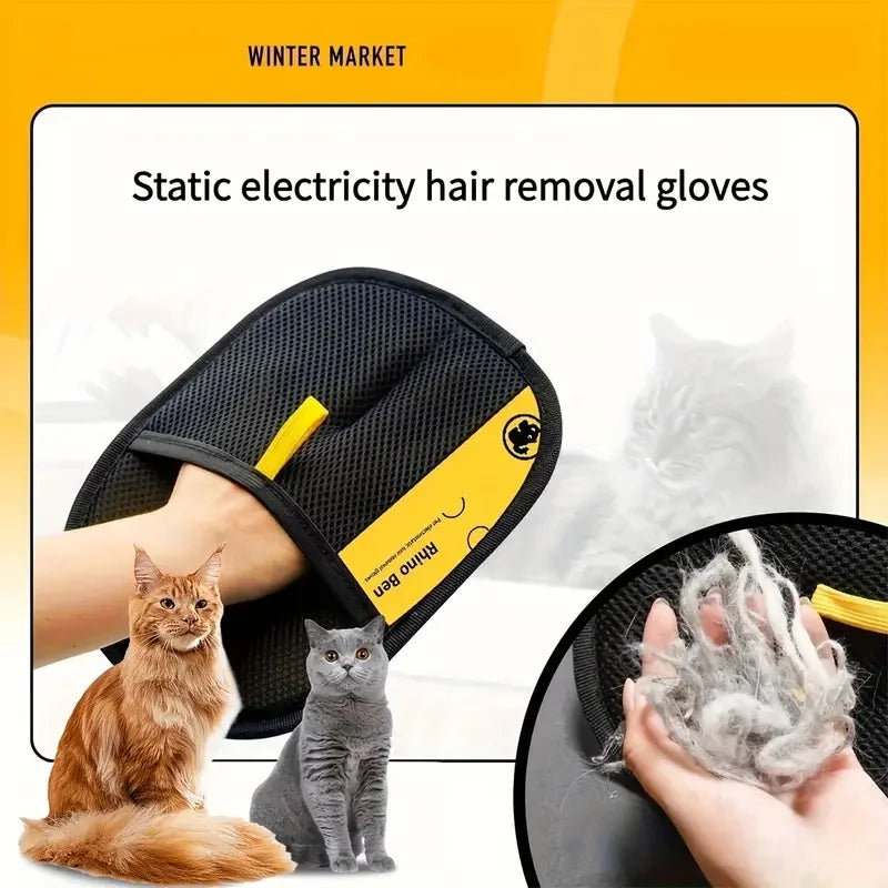 2-Pack Reusable Lint Remover Brushes & Static Electricity Glove for Pet Hair Removal on Furniture, Clothing.