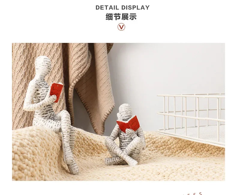 Resin Abstract Figurines – Modern Desk & Bookshelf Art Decor for Home & Office