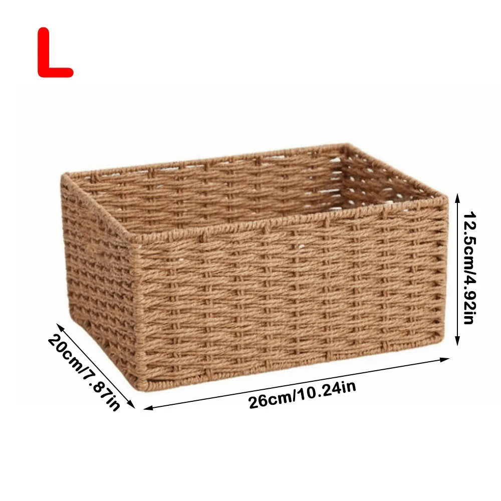 Durable Large Capacity Woven Storage Basket Handmade Reusable Snack Sundries Organizer Clothing Storage Basket