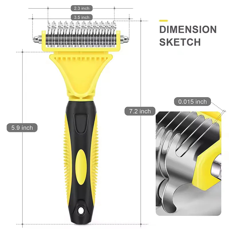 Double Sided Pet Grooming Brush – Undercoat Rake for Dogs & Cats