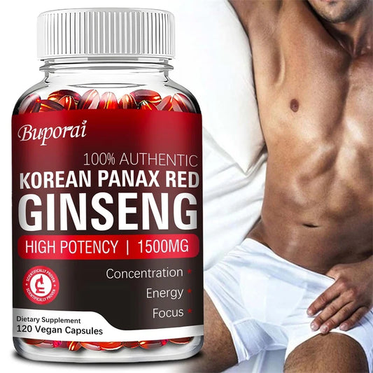 Korean Red Panax Ginseng Capsules for Energy Focus and Vitality Support