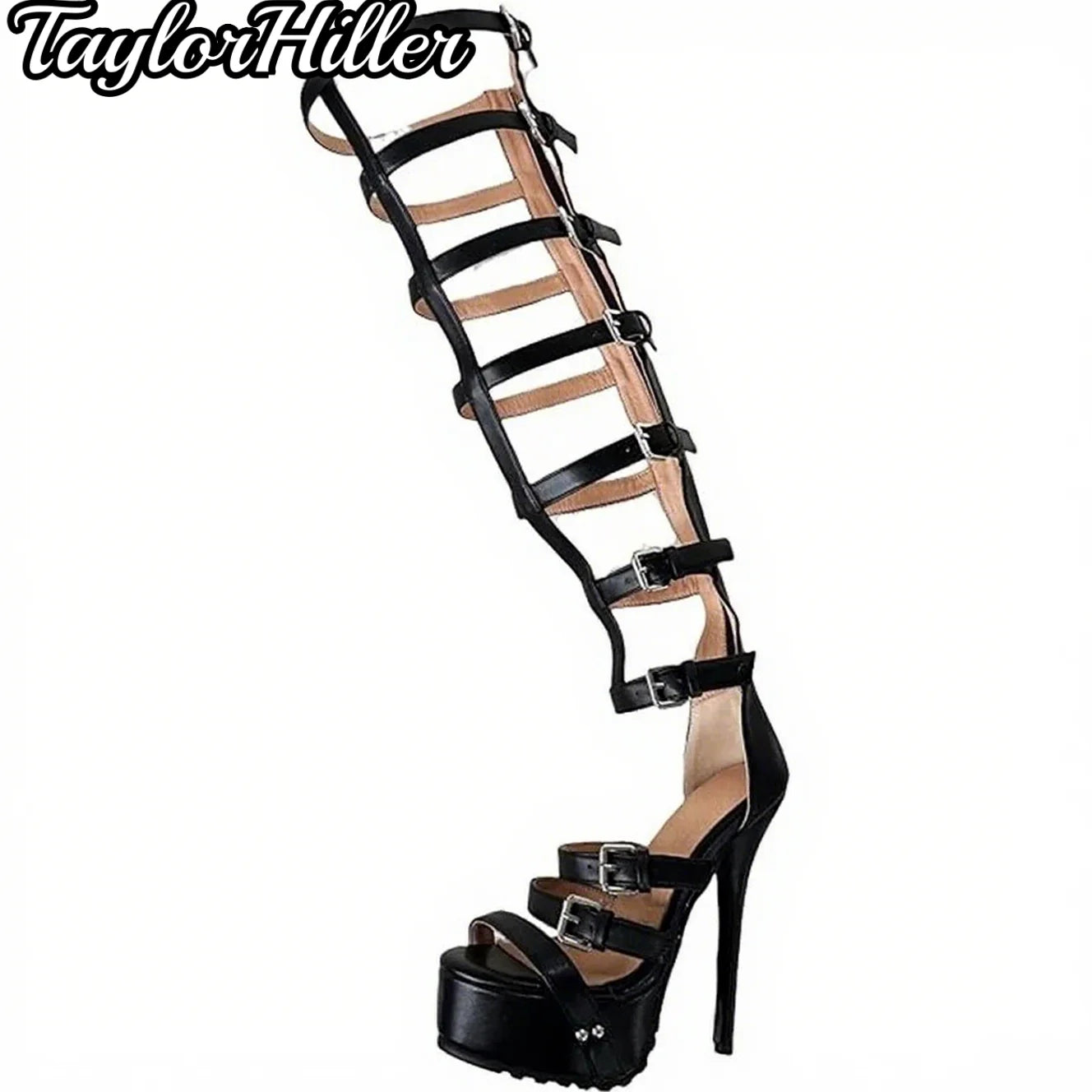 Sexy Gladiator Heels Platfrom Multi Buckles Heeled Sandals Women Luxury Designer Solid Shoes 2025 White Strappy Ladies Zapatos