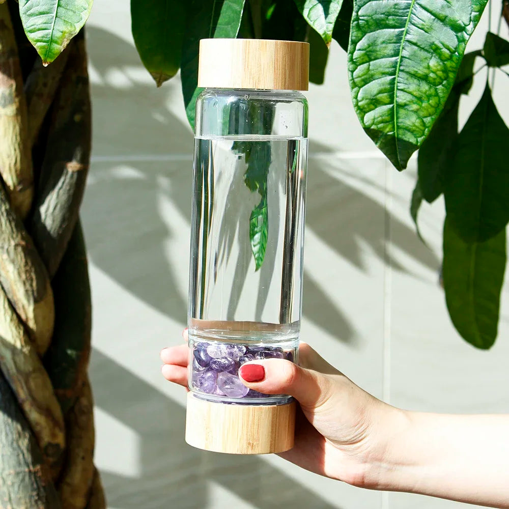 Big Diameter Crystal Bottles Multicolor Water Bottle Healing Infuser Energy Gym