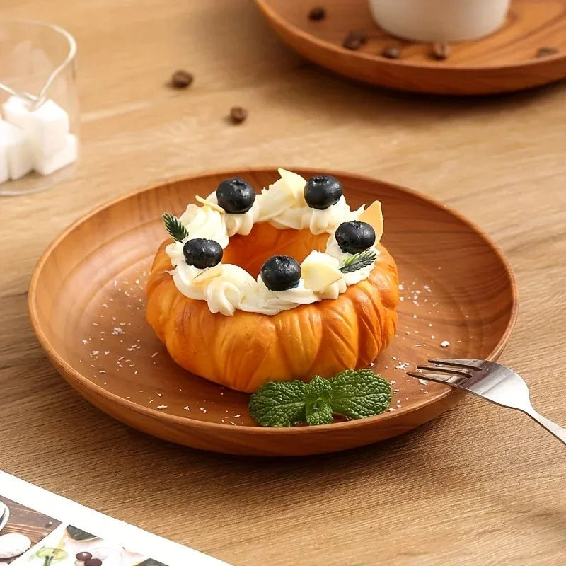 1pcs Japanese Style Tea Tray PP Plastic Rectangular Wood Grain Serving Tray for Home Hotel Restaurant Multipurpose Cup Plate