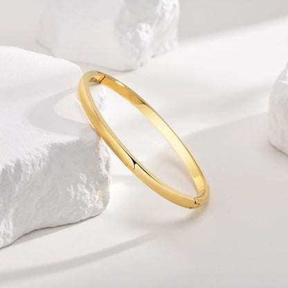 18K Gold Plated Stainless Steel Women's Bangles – Smooth Openable, 4/5.7/7.7mm