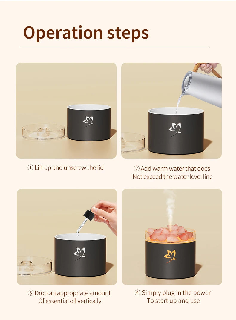 Crystal Salt Stone Aromatherapy Machine Colorful Atmosphere Lamp Atomization Humidification Suitable for Office and Bedroom