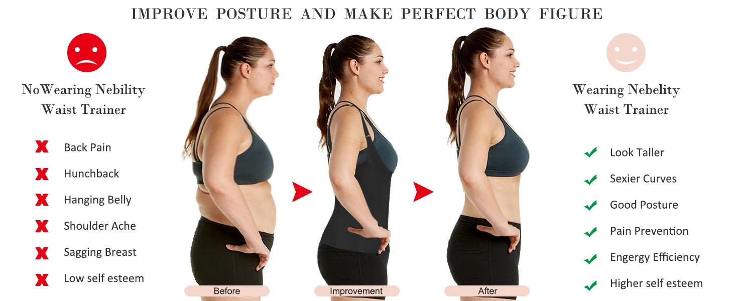 Women Waist Trainer Corset Zipper Vest Body Shaper Cincher Shapewear Slimming Belt Sports Girdle Neoprene Sauna Tank Top