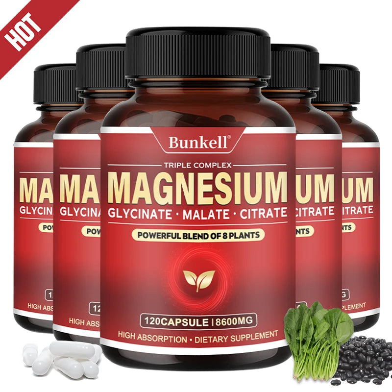 Triple High-efficiency Elemental Magnesium Complex - Glycine, Malic Acid and Magnesium Citrate, Muscle Relaxation, Immunity