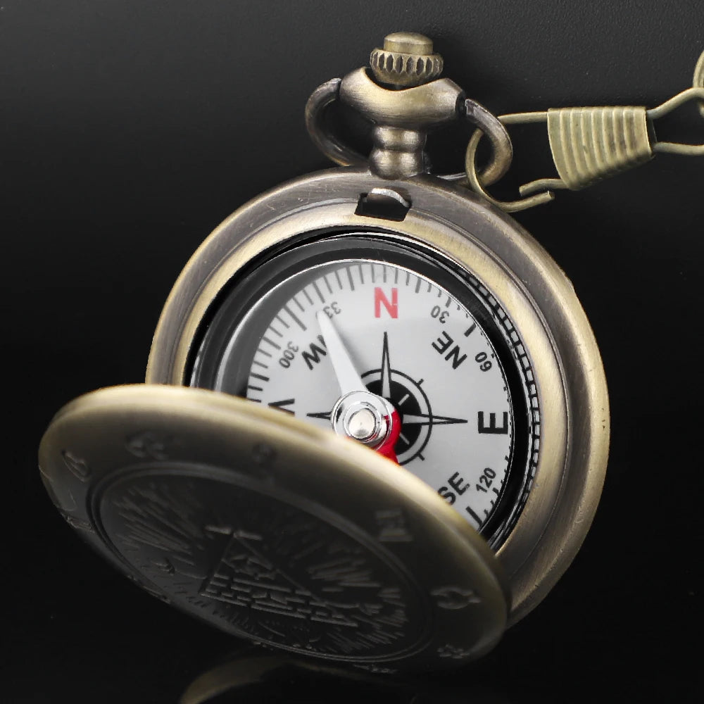 Vintage Brass Pocket Compass – Pyramid Eye Navigation Compass