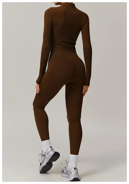 Women’s Slim Fit Zipper Jacket – Long Sleeve Fast-Dry Yoga & Fitness Top