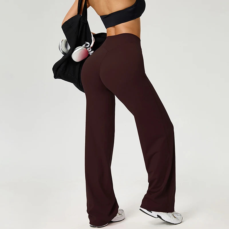 TRY TO BN Women's High Waisted Straight Leg Yoga Pants Gym Leggings Naked Feel Buttery Soft Breathable Running Workout Trousers