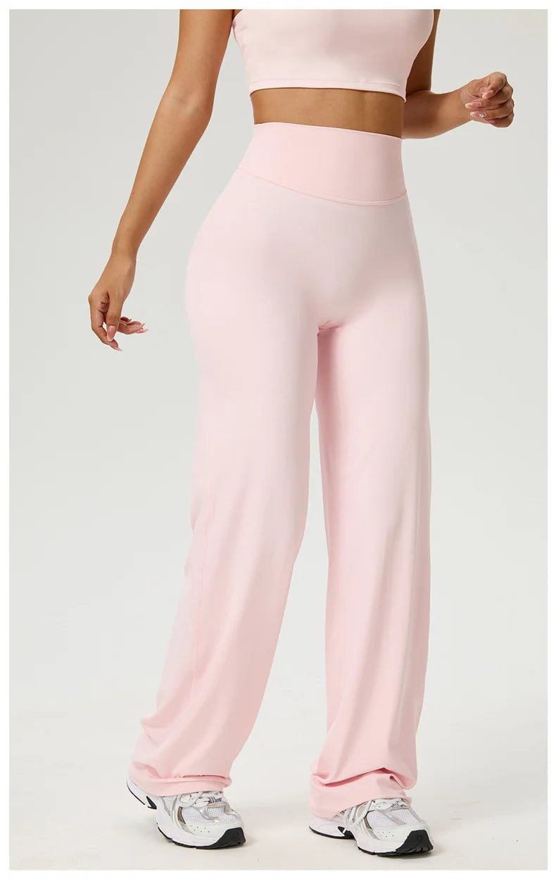 TRY TO BN Women's High Waisted Straight Leg Yoga Pants Gym Leggings Naked Feel Buttery Soft Breathable Running Workout Trousers