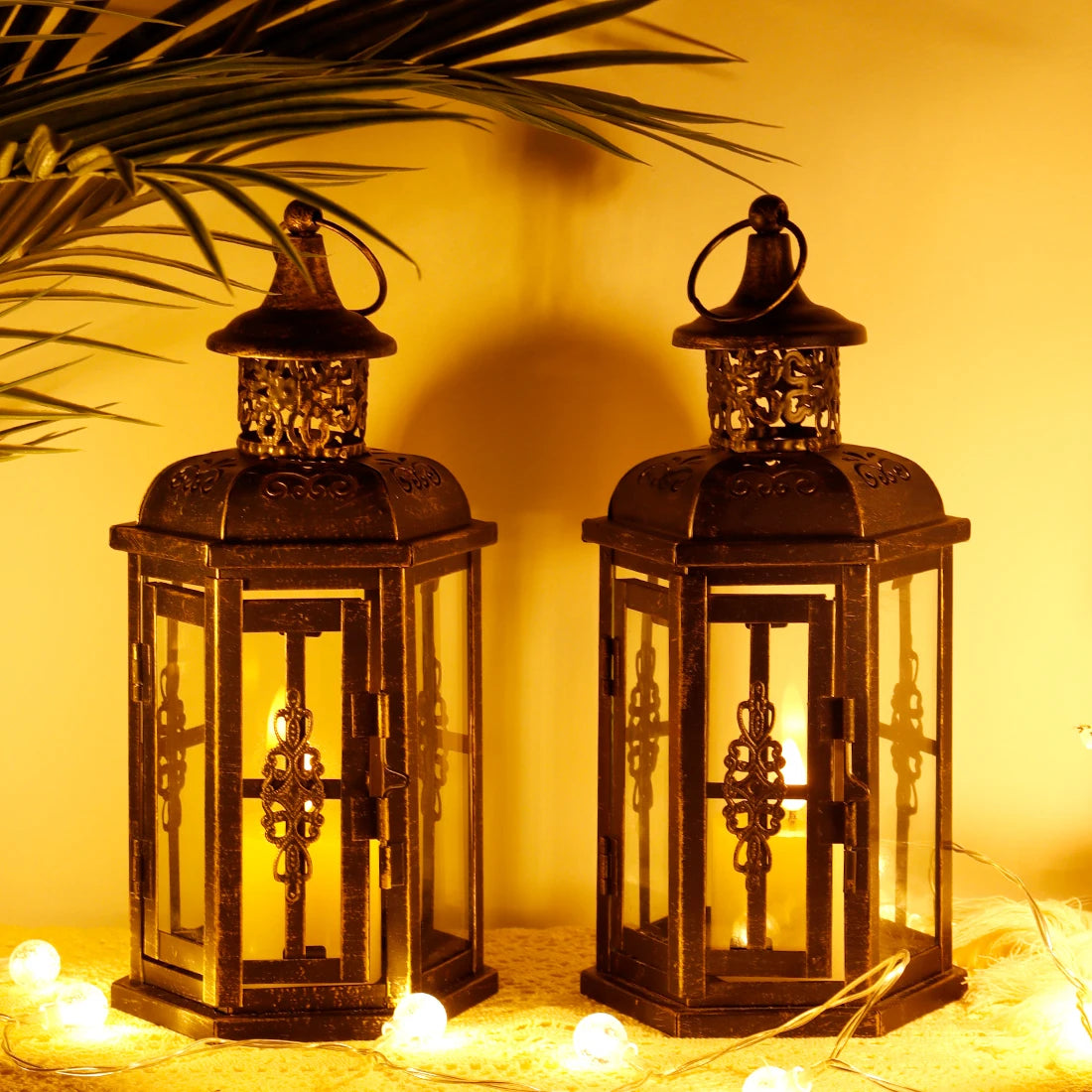 Vintage Nordic Iron Lantern – Aesthetic Hanging Candle Holder