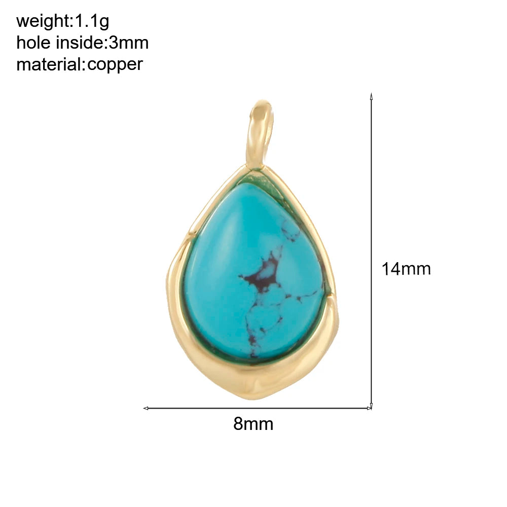 Bohemian Natural Stone Bead Charms for DIY Jewellery Making – Blue & Green Zircon Pendants