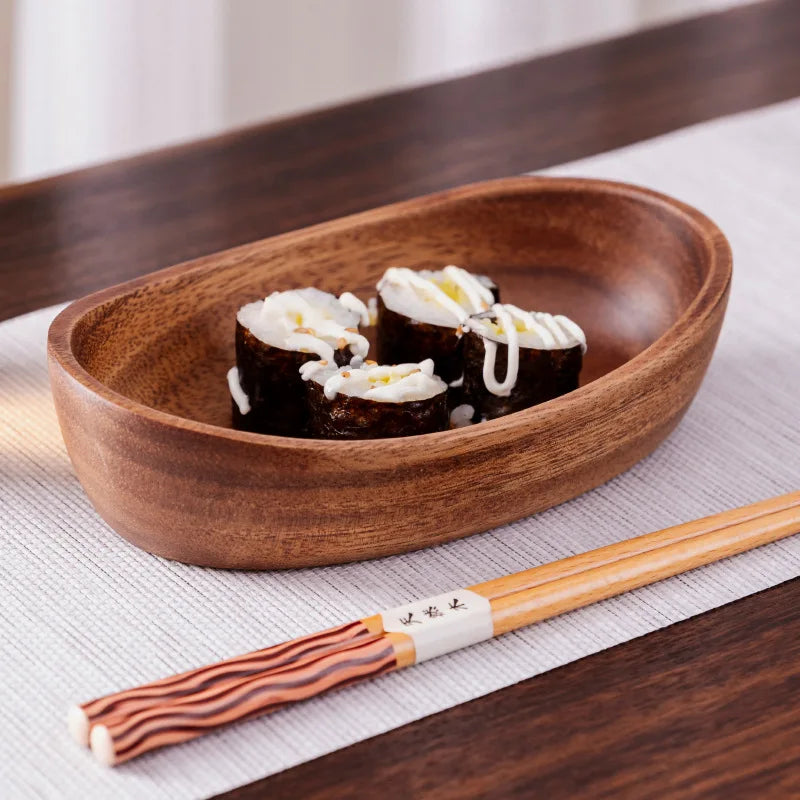 Square Solid Wood Bowl Fruit Salad Snack Dessert Serving Bowl Natural Wooden Tableware