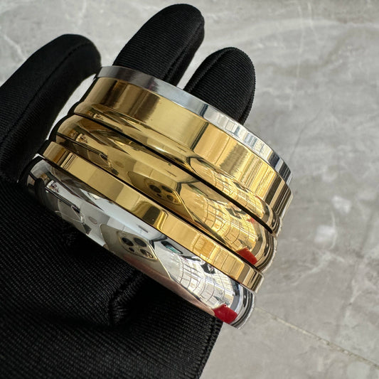 Minimalist Gold-Tone Stainless Steel Bangle Bracelet – Waterproof Oval Design for Women