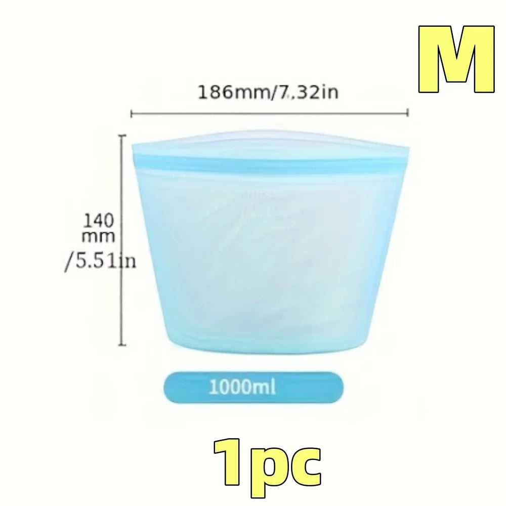 Silicone Food Storage Bags – Reusable Leakproof Ziplock Set