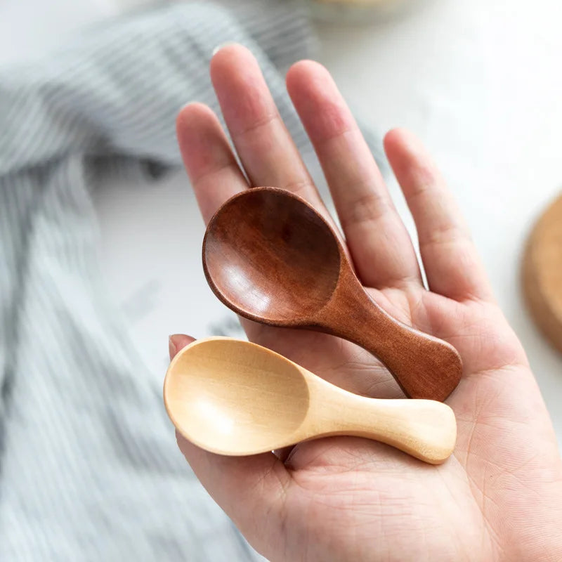 4PCS Mini Wooden Spice Spoons – Small Sugar Tea Coffee Scoop Set