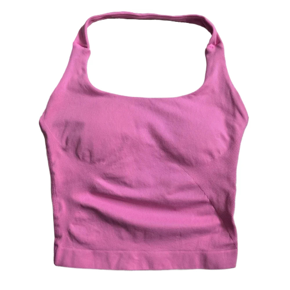 Women’s Strappy Gym Top – Padded Backless Yoga & Workout Tank