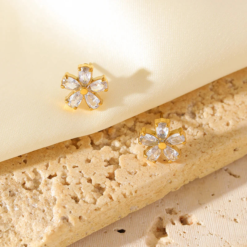 316L Stainless Steel White Zirconia Jewelry Set – Necklace, Bracelet & Earrings for Women