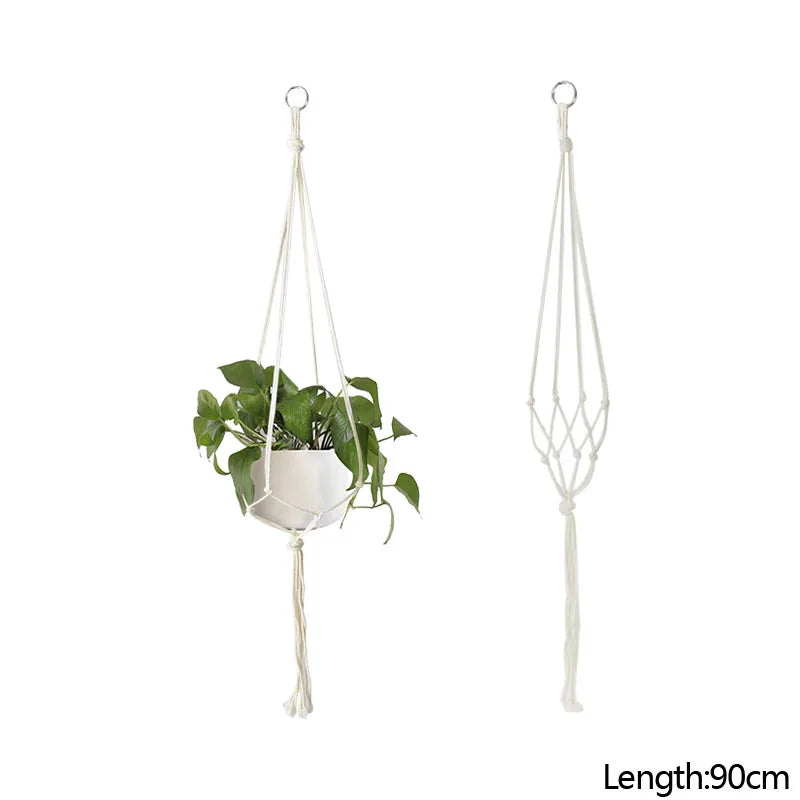 Macrame Plant Hanger – Handmade Hanging Rope Basket for Flower Pots