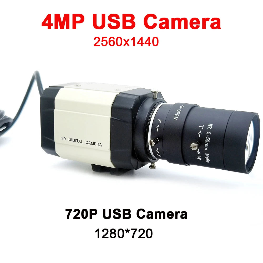 4MP 30fps 2560x1440 High Speed UVC USB Webcam 5-50mm / 2.8-12mm Varifocal  Zoom Lens option 720P USB 1280*720 USB Camera