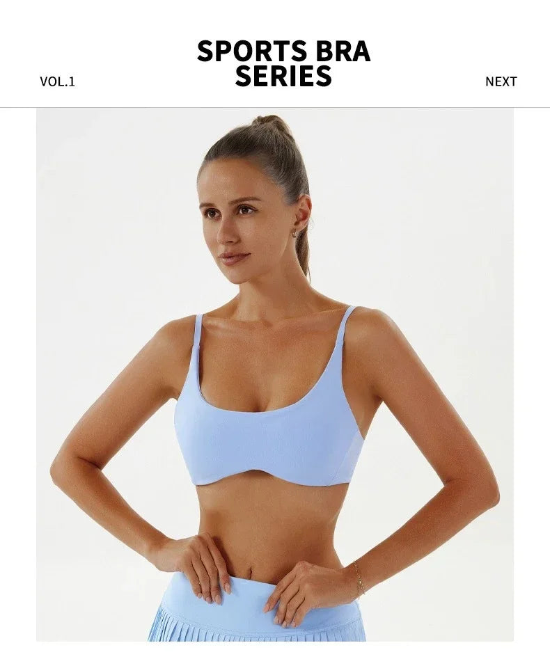Solid Color Underwear Women Fitness Bra Yoga Vest Gym Sport Top Hollow Yoga Bras Back Push with Chest Pad Two Shoulder Straps