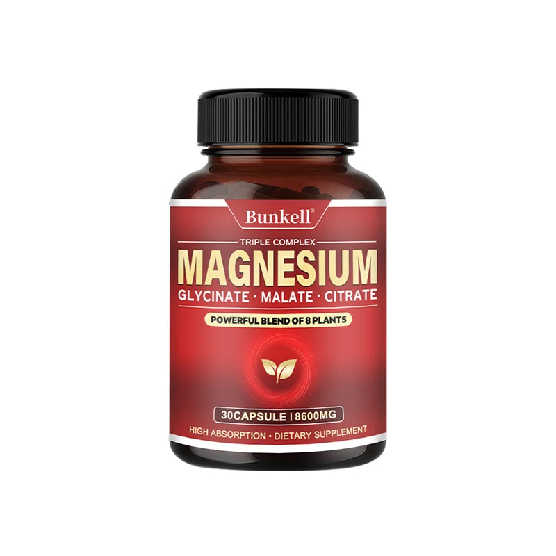 Triple High-efficiency Elemental Magnesium Complex - Glycine, Malic Acid and Magnesium Citrate, Muscle Relaxation, Immunity