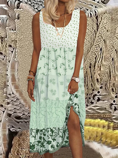 Plus Size Flowy Hawaiian Neck Sundress – Summer Beach Party Maxi Dress with Tassel Print