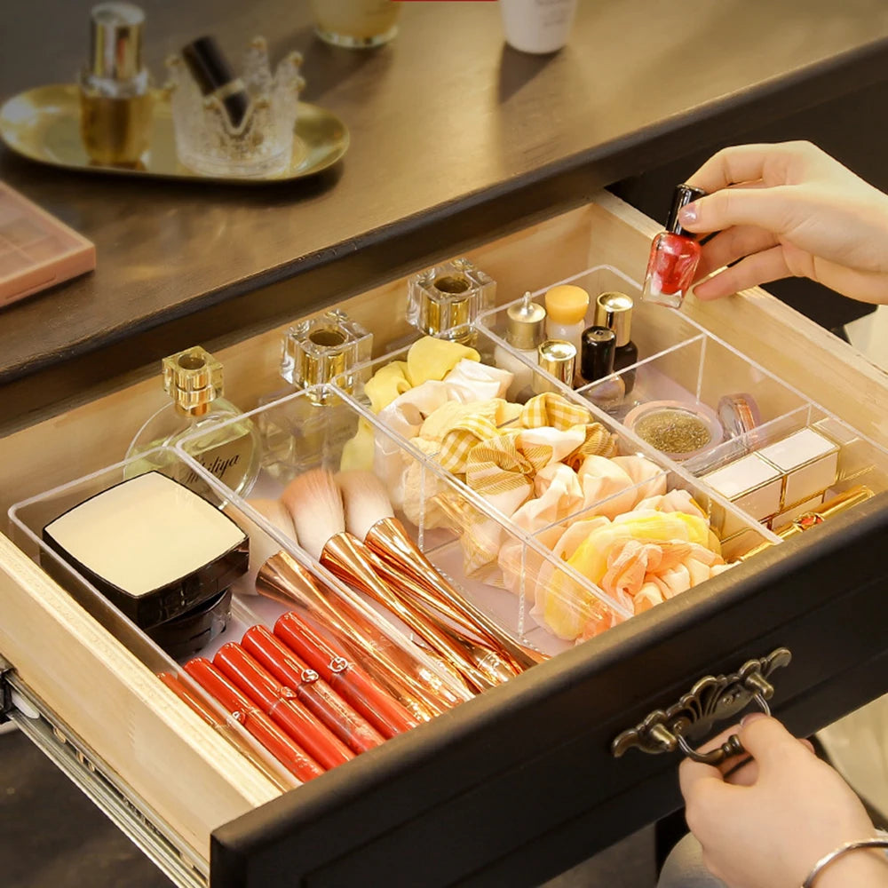 Clear Acrylic Makeup Organizer – Layered Cosmetic Storage Box