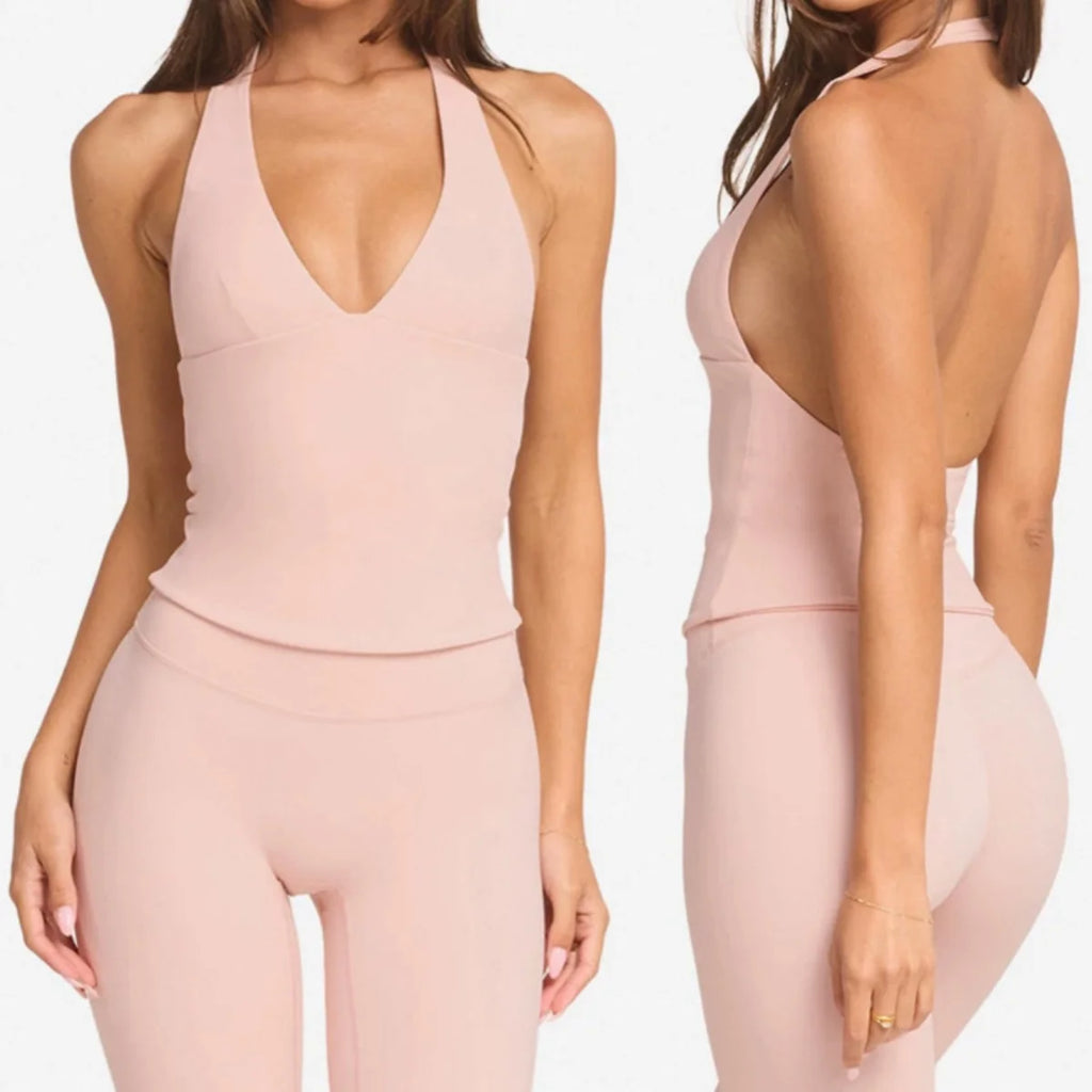 Women’s High-Impact Halter Gym Top with Built-In Pads