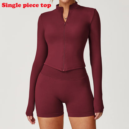 Women’s Slim Fit Zipper Jacket – Long Sleeve Fast-Dry Yoga & Fitness Top