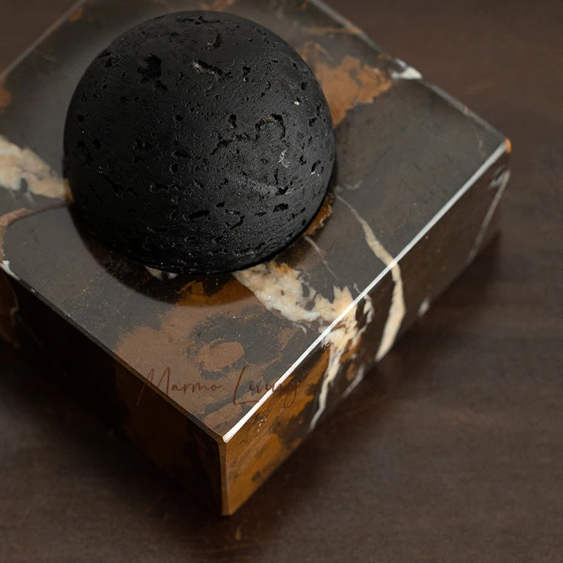 Black Lava Rock Stone Diffuser with Marble Base, Luxury Essential Oil Diffusers for Home Offices Yoga Sauna SPA