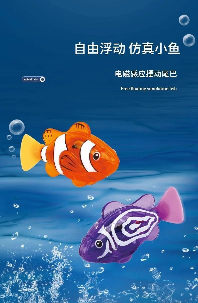 Cat Interactive Electric Fish Toy LED Light Swimming Robot Water Toy for Indoor Play Cats Dogs Pet Baby Bath Toys