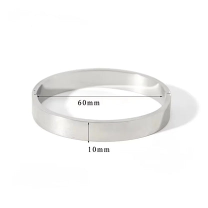 Minimalist Gold-Tone Stainless Steel Bangle Bracelet – Waterproof Oval Design for Women