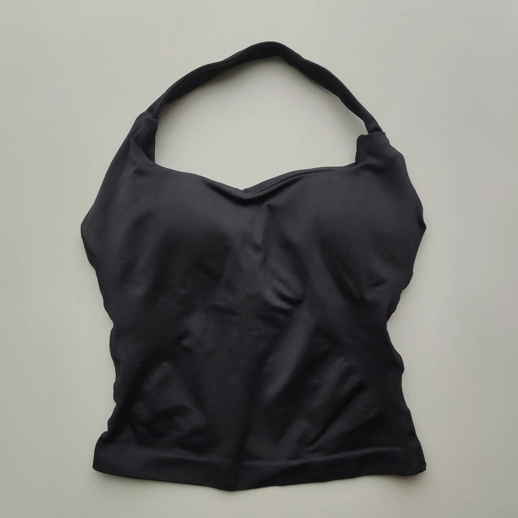 High Impact Halter Neck Push-Up Sports Bra – Backless Yoga & Gym Activewear for Women