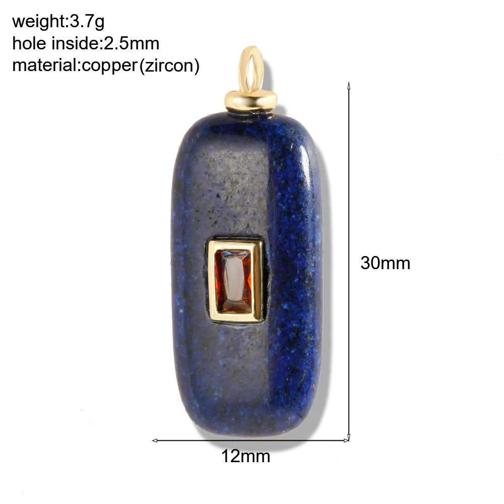 Bohemian Natural Stone Bead Charms for DIY Jewellery Making – Blue & Green Zircon Pendants