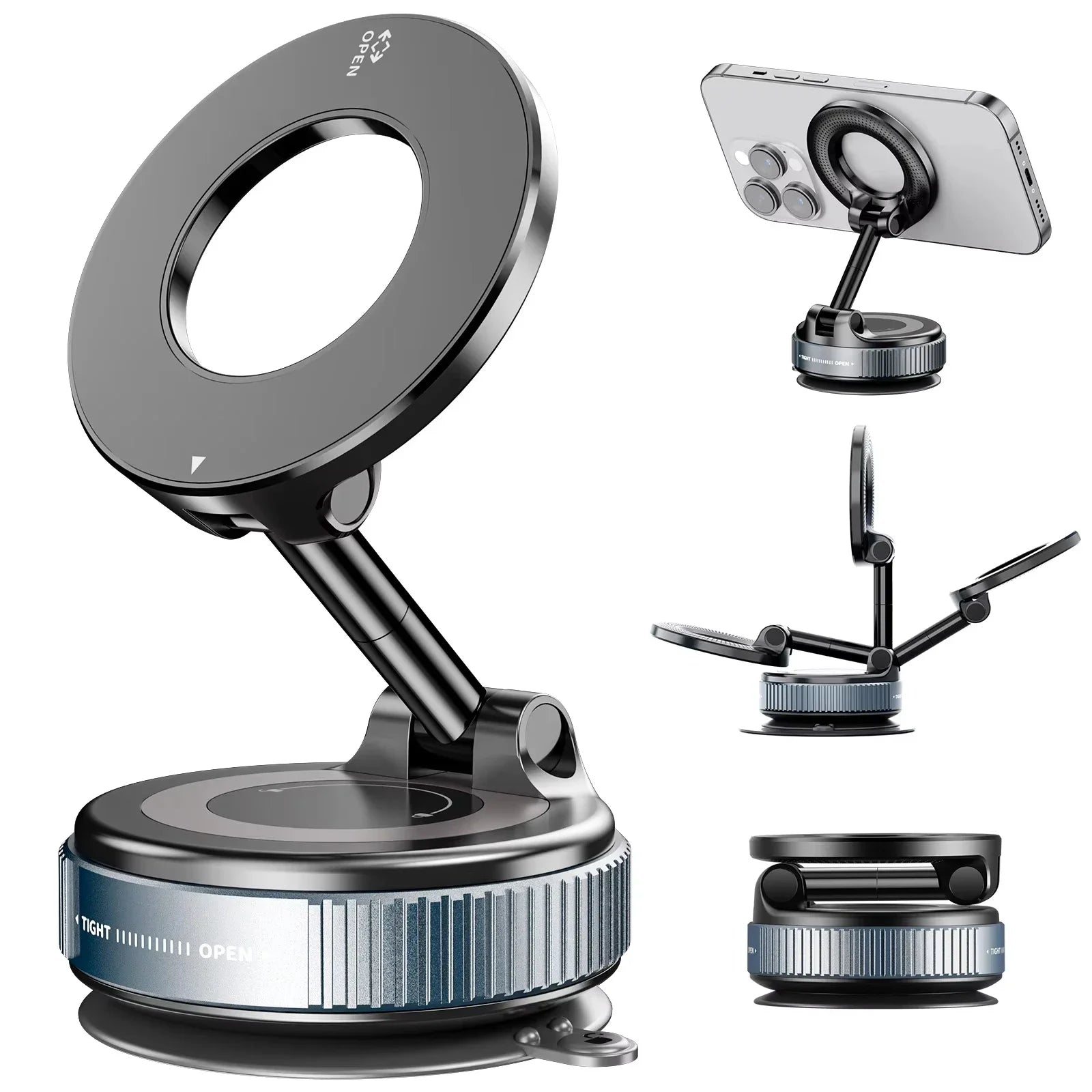 360° Magnetic Car Phone Mount – Vacuum Suction Navigation Holder